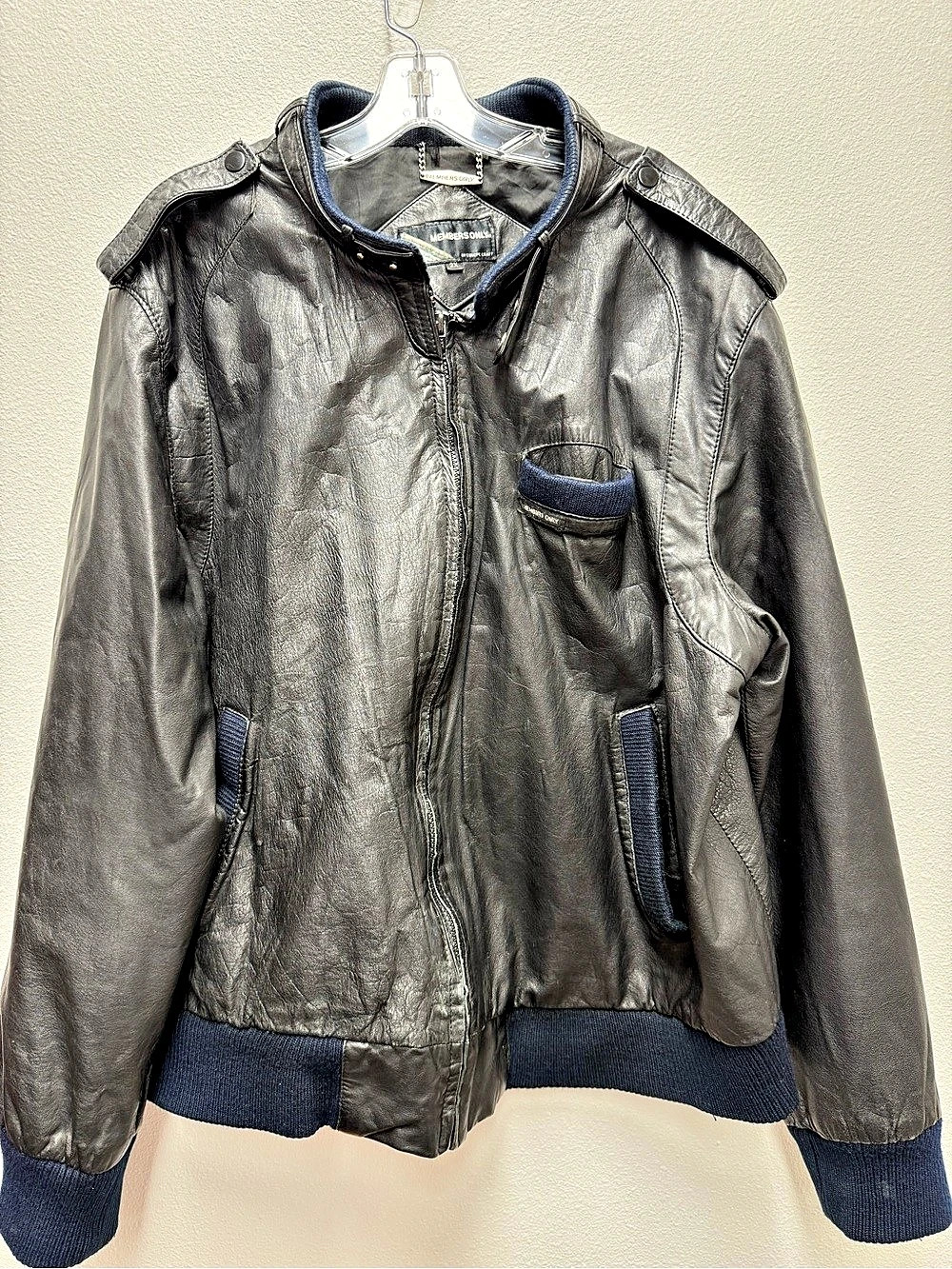 Vintage Members Only Iconic Racer Genuine Leather Jacket 2X - Black & Blue